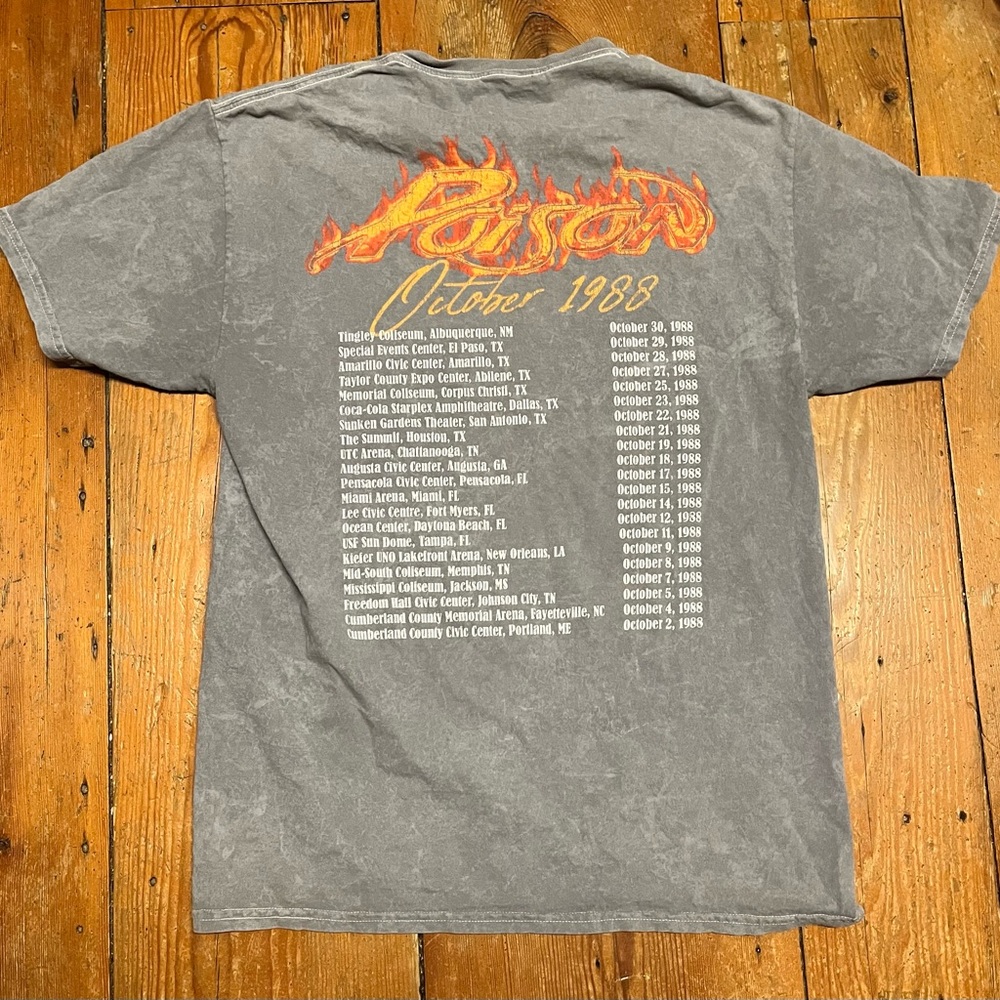 Poison Open up and say Ahh 1988 Tour Graphic Skull T-Shirt - Charcoal - Picture 3 of 3